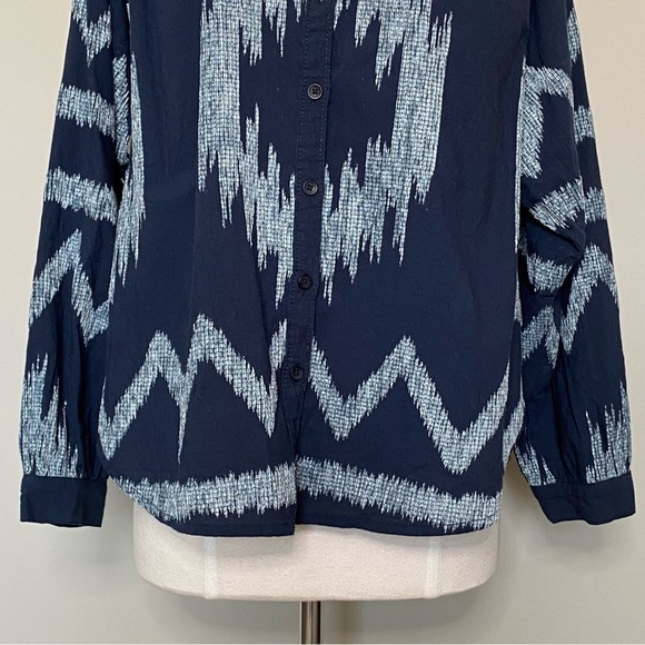 Anthropologie Pilcro The Romy Oversized Button Down Navy Western Aztec Top, Sm - Picture 6 of 16